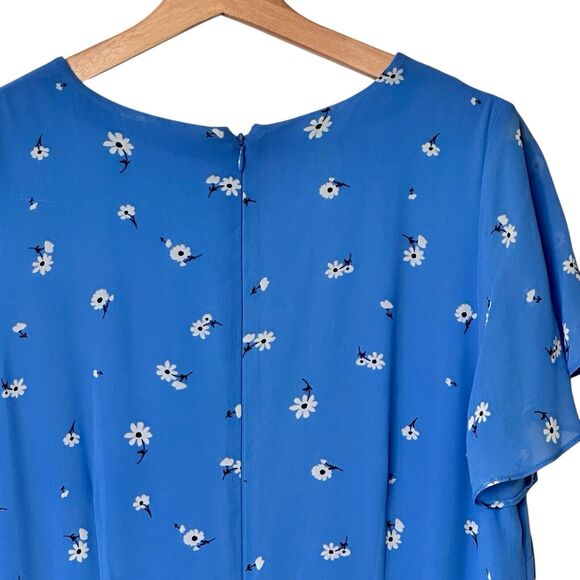 Talbots 12 Floral Blue Flowy Button Down Shirt Chiffon Maxi Dress - Picture 8 of 10